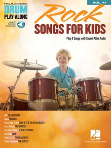 ROCK SONGS FOR KIDS DRUM PLAYALONG V41 BK/OLA