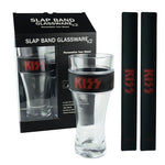 KISS PINT GLASS/SLAP BAND BLACK/RED 2 PACK