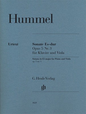 HUMMEL - SONATA E FLAT OP 5 NO 3 VIOLA/PIANO URTEXT