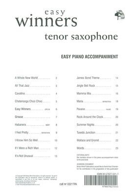 EASY WINNERS TENOR SAX PIANO ACCOMP