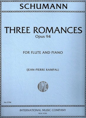 SCHUMANN - 3 ROMANCES OP 94 FLUTE/PIANO ARR RAMPAL