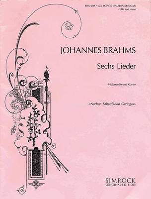 BRAHMS - 6 SONGS FOR CELLO/PIANO