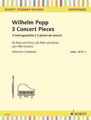 POPP - 3 CONCERT PIECES FLUTE/PIANO