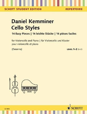 KEMMINER - CELLO STYLES 14 EASY PIECES CELLO/PIANO